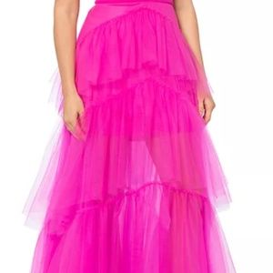 Hot pink prom dress by Betsy Adams.